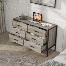 Rustic Grey 6-Drawer Wood Dresser Bedroom Storage Cabinet 48&quot; - €136,97 EUR