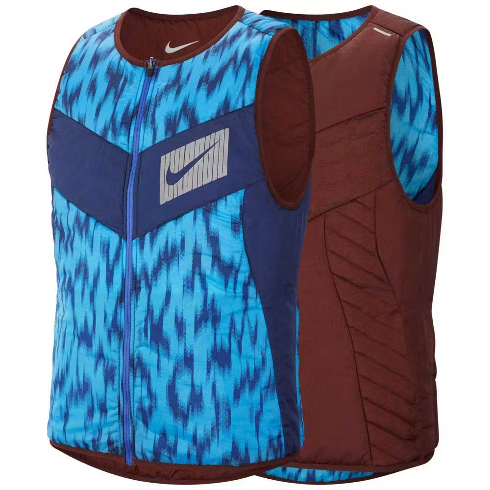 Primary image for Nike AeroLayer Wild Running Puffer Vest Red Blue CU6058-624 Jogging Reversible
