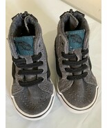 Vans Sk8 Hi Toddler Shoes Kids Size 4 Gray/Black Off The Wall Sneakers - $25.56 CAD