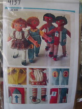 Pattern (Used) Set of Rag Dolls - Zipper Button Tie Clothes 24" Tall - £4.39 GBP