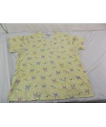 SB Scrubs Yellow Multi Colored Butterfly Pattern Scrub Top Large 140232 - $15.83