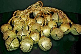 Golden 16&quot; Jingle Bells Ornaments Double Sided Gold Rope Corded Bells Se... - $21.49