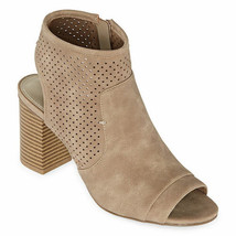 a.n.a. Women&#39; s Tasha Zip Peep Toe Block Heel Booties Taupe Size 11M NEW - £35.57 GBP