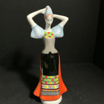 aquincum folk lady Hungarian folk art matyo style porcelain figure - $81.36