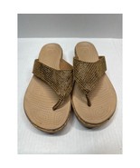 Crocs Tan Brown Snake Print Thong Cork Wedge Sandals Womens Size 9 - $32.95