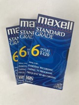 Lot of 3:  BRAND NEW Sealed Maxell GX-Silver 6 Hours T-120 VHS Blank Tape - £10.22 GBP