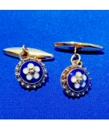 Elegant Art Deco 14K Gold CUFFLINKS Signed Antique Royal Blue Enamel But... - $3,605.25