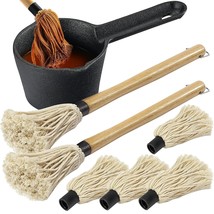 Cast Iron Sauce Pot And Bbq Mop Brush Set For Grilling, 7 Pcs Barbecue Accessori - £40.30 GBP