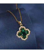 Stainless steel chain with clover pendant with zircons / Cadena de acero... - $20.00