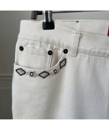 Chaps Ivory Cream Straight Leg Ankle Jeans Beaded Pocket 10 - €23,48 EUR