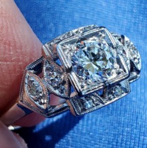 Earth mined Diamond Art Deco Engagement Ring Vintage Platinum Solitaire ... - $5,741.01