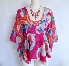 BCBG MaxAzria Colorful Kimono Top M S Silk Cotton Artsy Starburst Print ... - £16.96 GBP