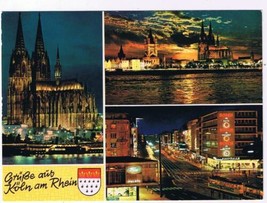 Germany Postcard Koln Cologne Rheinhufer mit Sonnenunterganf Kaiser Wilhelm Ring - £2.31 GBP