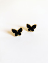 Onyx Butterfly Stud Earrings in Gold - $45.00
