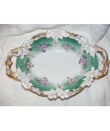 Vintage Porcelain Pierced Serving Bowl Double Handle Grape Leaf Purple G... - €76,59 EUR
