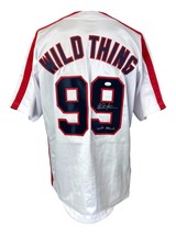 Charlie Sheen Signed White Rick Vaughn Baseball Jersey Wild Thing Inscribed JSA - £144.16 GBP