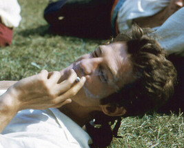 Jean-Paul Belmondo cool pose lying back on grass smoking cigarette 24X36... - £22.81 GBP
