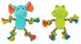 Mini Safari Tug Me Pals Dog Toys Squeak Plush Rope 7&quot; Choose Elephant or Giraffe - £8.13 GBP+