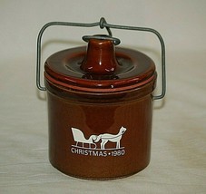  Figi’s Stoneware Brown Cheese Crock Jar Kave Kure Horse Sleigh Christma... - $603.81 MXN