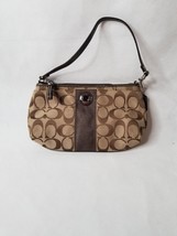 COACH C Logo Mini Handbag With Stripe Classic Brown Tan Pre-Owned CA4 - £31.57 GBP