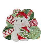 Fitz and Floyd Essentials Canapé Plate Christmas Bunny Blooms Holiday 9X8 - $16.84