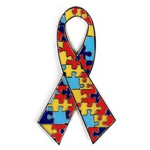 Autism Awareness Ribbon Lapel Pin 1.25&quot; Metal Enamel Hat Tie Tack Badge Support - $6.95