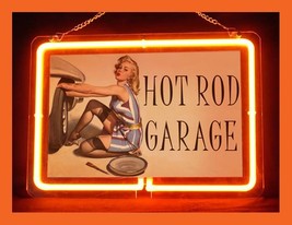 Pin Up Girl Garage Hot Rod Hub Bar Display Advertising Neon Sign - £63.94 GBP