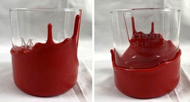 Makers Mark Bourbon Whisky Rocks Glasse Etched Red Wax 8 oz Logo Covered - £17.86 GBP