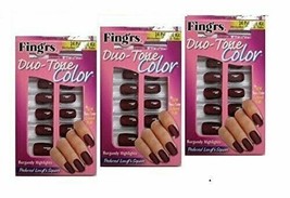Fing&#39;rs Duo-Tone Color 24 Pak Nail KiT-Berry Highlights LOT OF 3 NO GLUE!! V23 - £11.92 GBP