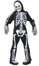 Boys Skeleton Halloween Costume 3-D White Skelebones Jumpsuit, Mask 6 Pc- 12/14 - $25.74