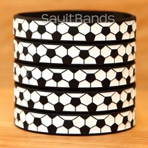 5 Soccer Ball Wristbands - Silicone Bracelets - Debossed Quality Wrist Bands - £7.02 GBP