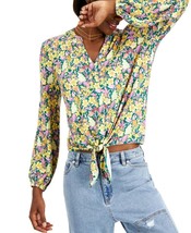 MSRP $50 Inc International Concepts Womens Printed Tie-Hem Top Green Size Small - £8.75 GBP