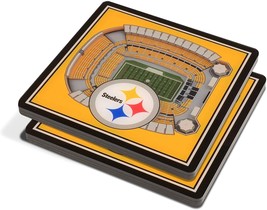Pittsburgh Steelers Heinz Field NFL 3D Team Stadium View 2 pc Drink Coaster 4x 4 - £17.83 GBP