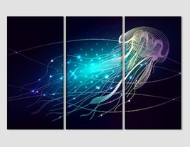 Digital Jellyfish Illustration Canvas Print Modern Wall Art Medusa Poster Hi-Tec - £38.71 GBP