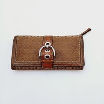 Coach Checkbook Wallet Mini Signature F41691 Soho Jacquard Khaki Toffee Vintage - £18.63 GBP