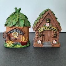 Fairy Garden Forest Figurine Set of 2 Enchanted Fairy Cottage Houses Home Decor - £7.61 GBP