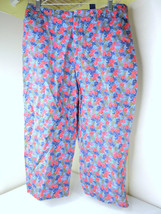 Crazy Horse Liz Claiborne Floral Pants Flowers Pink Blue 100% Cotton 12 Women&#39;s - £15.78 GBP