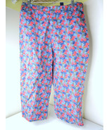 Crazy Horse Liz Claiborne Floral Pants Flowers Pink Blue 100% Cotton 12 ... - £15.40 GBP