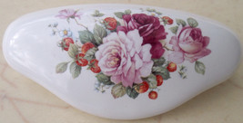 Ceramic Cabinet Drawer Pull Pink and Maroon Rose Spray @Pretty@ - £6.62 GBP