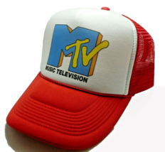 Vintage Mtv hat Music Television Trucker Hat snapback Red adjustable Cap - $15.03