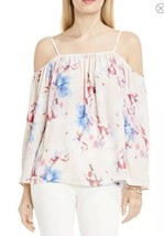 NWT Women&#39;s Vince Camuto L/S Pink Floral Print Cold Shoulder Blouse Top Sz Small - £21.35 GBP