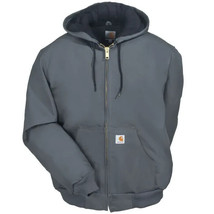 NEW Carhartt Men&#39;s Light Gray Zip-Up Hooded Jacket Model J140-GVL Size X... - $98.01