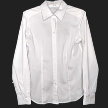 New York &amp; Company Size M Womens Blouse Long Sleeve Button Front  Solid White - £10.21 GBP