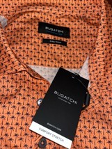 Bugatchi Men&#39;s Orange Coral Palm Design Cotton Polo T-Shirt Size XL - £73.49 GBP