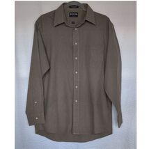 Dover Arrow Mens Brown Black Micro Check Broadcloth Button Down Shirt 15... - $14.85