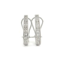 Authenticity Guarantee 
Diamond Channel-Set Oblong Drop Hoop Earrings 14K Whi... - £1,411.55 GBP