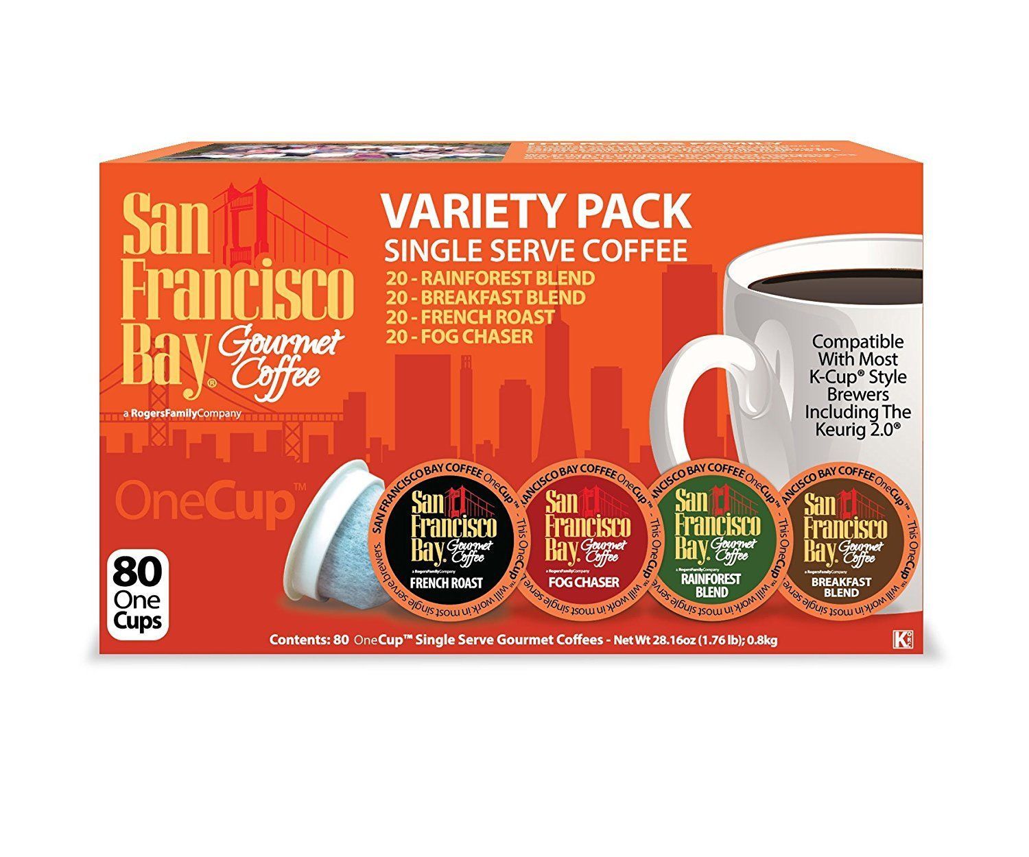 San Francisco Bay OneCup Variety Pack Coffee 80 to 320 Keurig K cup Pick Size - £46.13 GBP - £159.31 GBP
