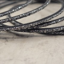 Black with Silver Glitter Thin Metal Bangles Metallics Stack of 6 - $258.82 MXN
