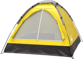 2-Person Dome Tent – Easy Set Up Shelter With Rain Fly And Carrying Bag, Yellow - £28.37 GBP