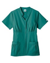 White Swan Fundamentals Ladies Snap Front Shirred Color Scrub Top (Hunter Green, - £18.98 GBP